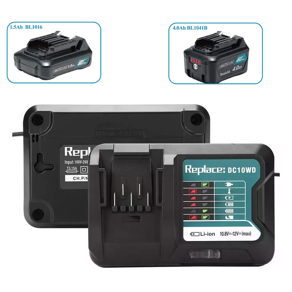 Carregador de Lítio 10.8-12v Carregamento Rápido P/ Makita 42w BL1016 BL1041B BL1015B