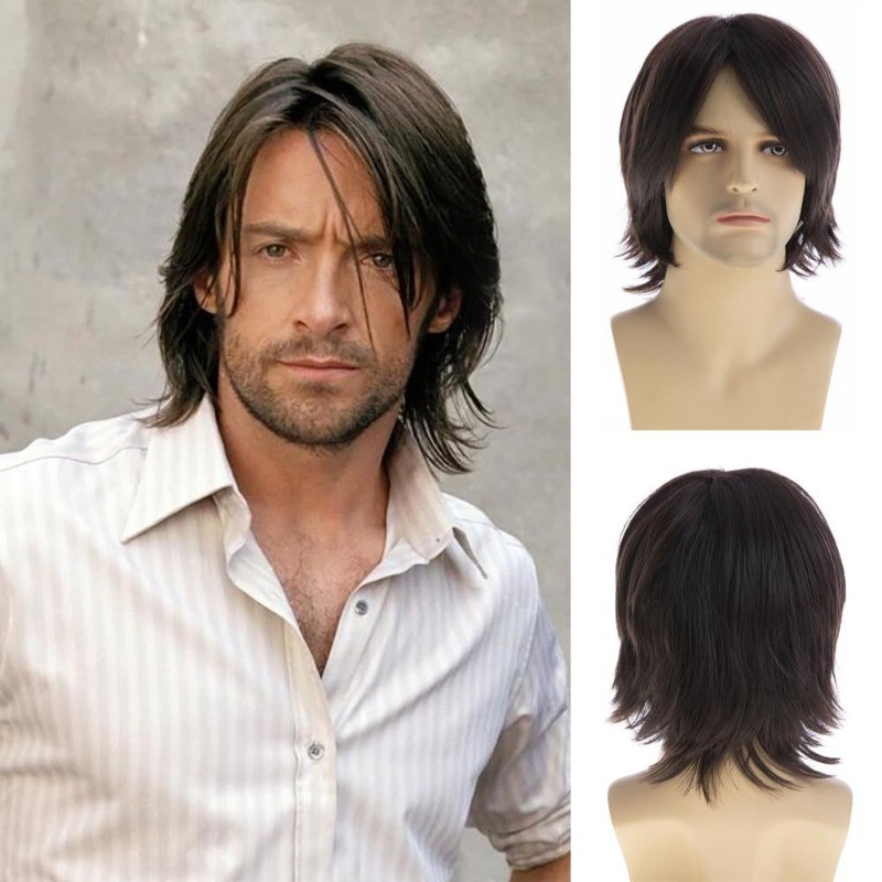 Peruca Masculina , Estilo Moderno , Cauda De Lobo , anti-Deformação , Cabelo Parcial Médio E Longo , Arnês Completo .