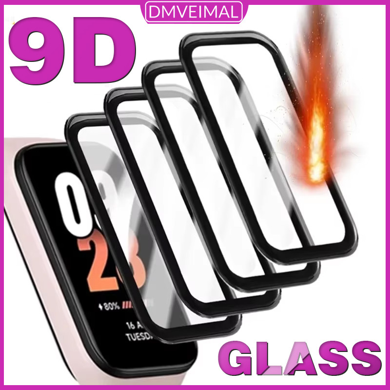 Película Protetora Com Vidro Temperado 9D Para Relógio Smartwatch Xiaomi Mi Band Miband 9 8 Active/Redmi Band 3 2