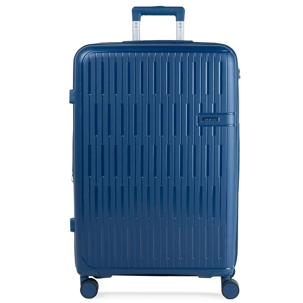 Mala de Viagem Grande 32kg Polipropileno 4 Rodas Santiago Azul em Oferta na Shopee