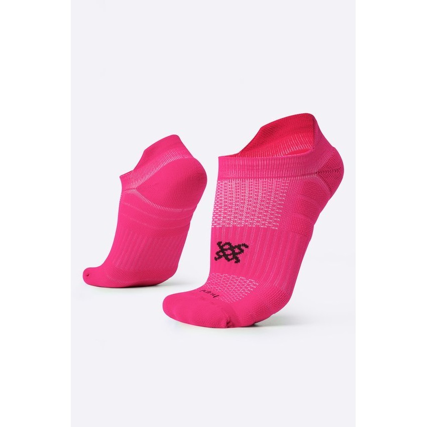 Meia Curta para Corrida HUPI Running Pro Invisível Rosa Neon – Corrida, Ciclismo e Multi Esportes - Meia de Poliamida