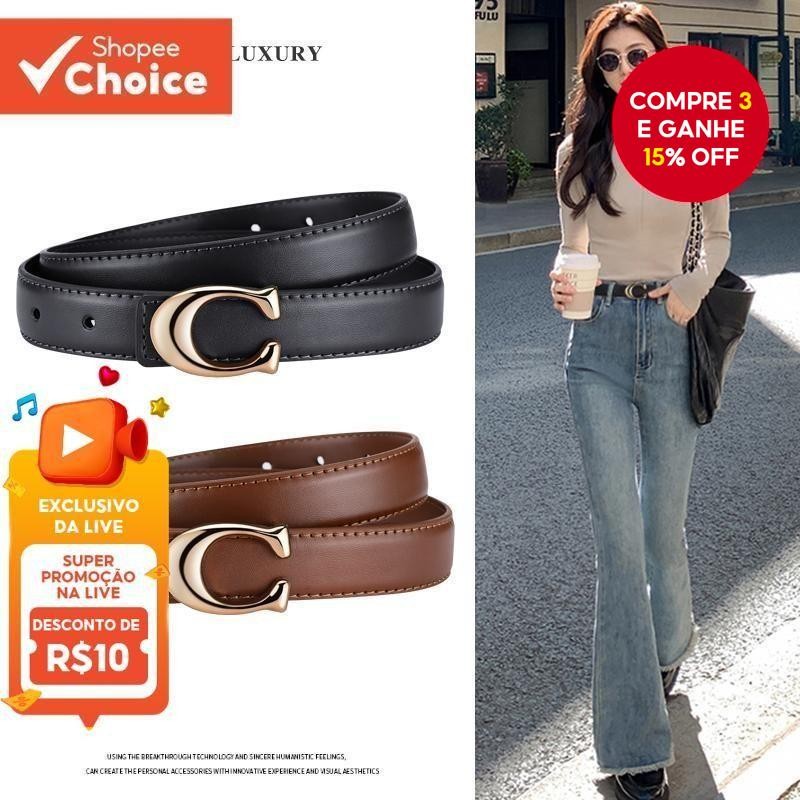Cinto Elegante E Fino Para Mulheres – Alça Minimalista Com Fivela De Liga Vestidos Jeans