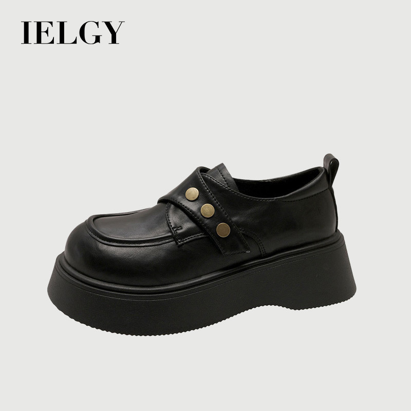 IELGY 2025 Mocassins Estilo Britânico Outono Para Mulheres Sapatos De Couro Preto Japoneses JK Mary Jane