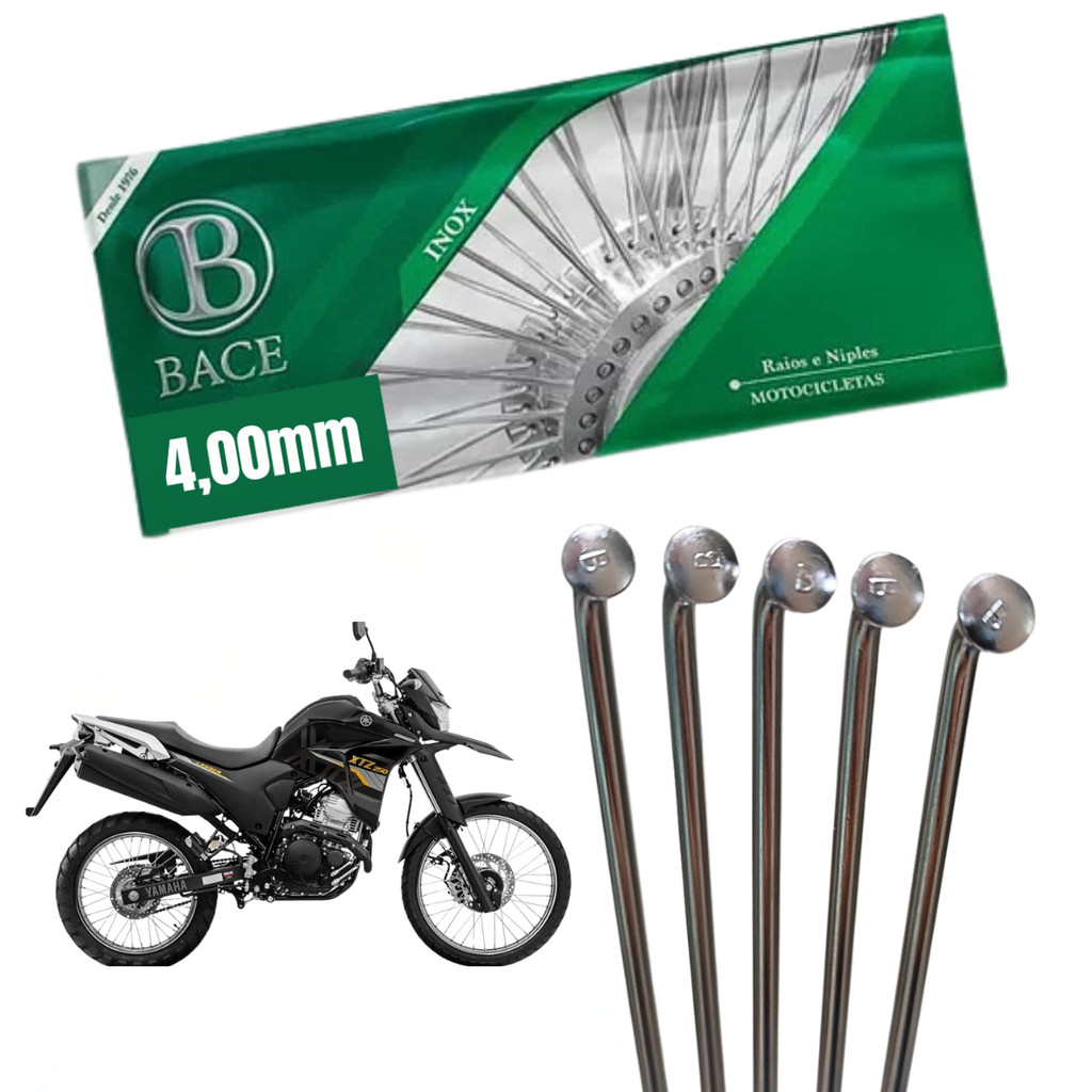 Jogo Kit Raio Bace 4,0mm XTZ 250 Lander Aço Inox Dianteiro E Traseiro