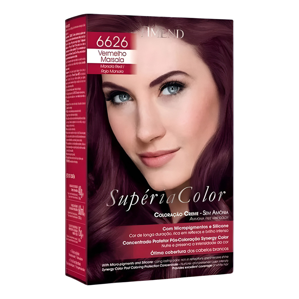Coloração Amend Creme Supéria Color 6626 Vermelho Marsala