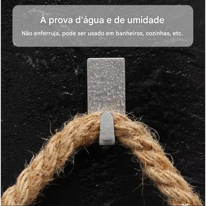 kit 30 Gancho Adesivo Inox Escovado SUS304 Fixação Forte Ideal para Panos Toalhas Utensílios Banheiro Cozinha Lavanderia