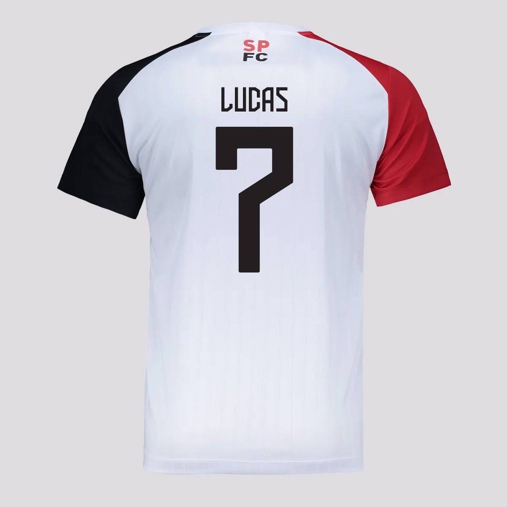 Camisa São Paulo Entrelaço 7 Lucas Branca em Oferta na Shopee