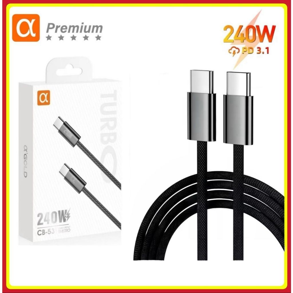 Cabo Tipo c Turbo 240W PD cabo USB c -Tipo c Para Macbook iPhone iPad original c