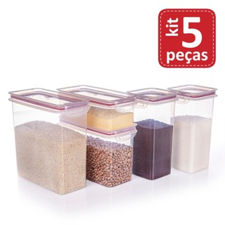 Conjunto de Potes Herméticos Trava Mais Plasútil 5 Peças em Oferta na Shopee