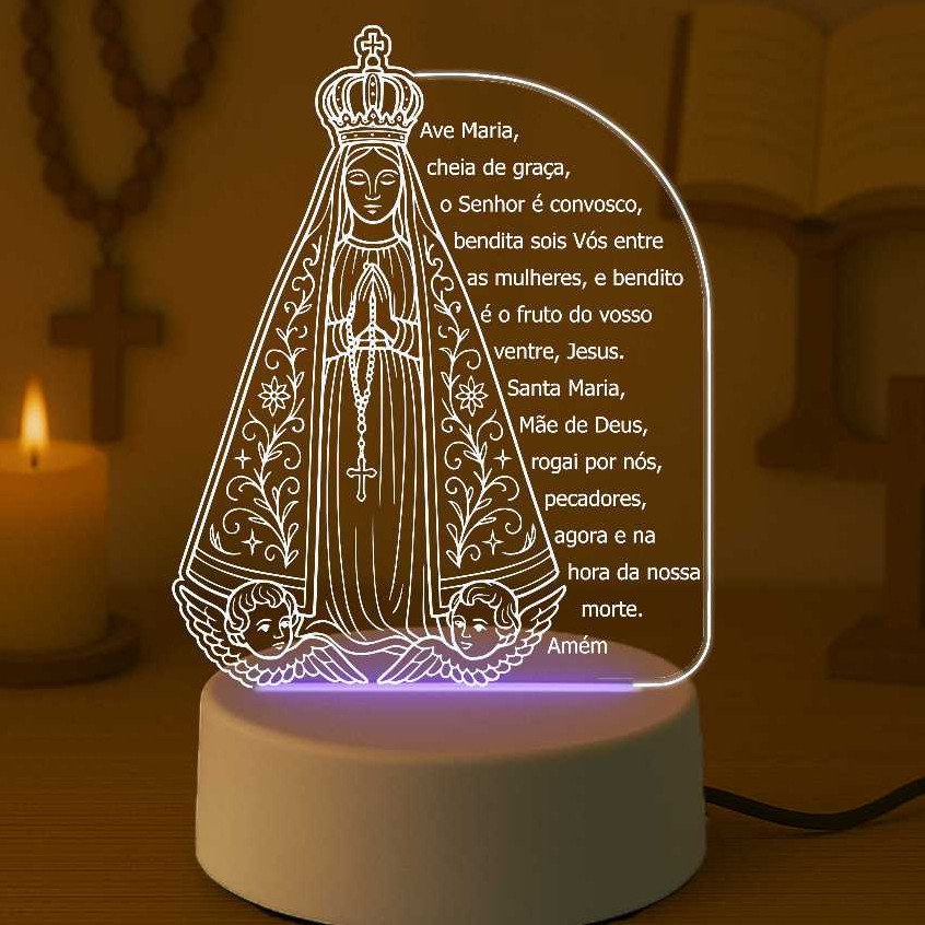 Luminária Oração Ave Maria Nossa Senhora Aparecida, Presente, Religião, lembrancinha, batizado, crisma, Presente