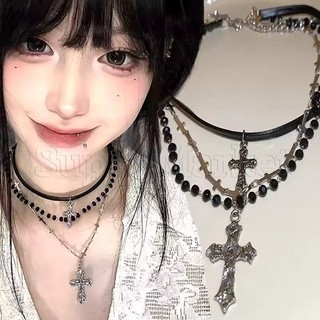 Colar De Contas De Cristal Preto Multicamadas-Vintage , Y2K , Doce Legal-Para Mulheres , Meninas , Roupas De Festa-Acess