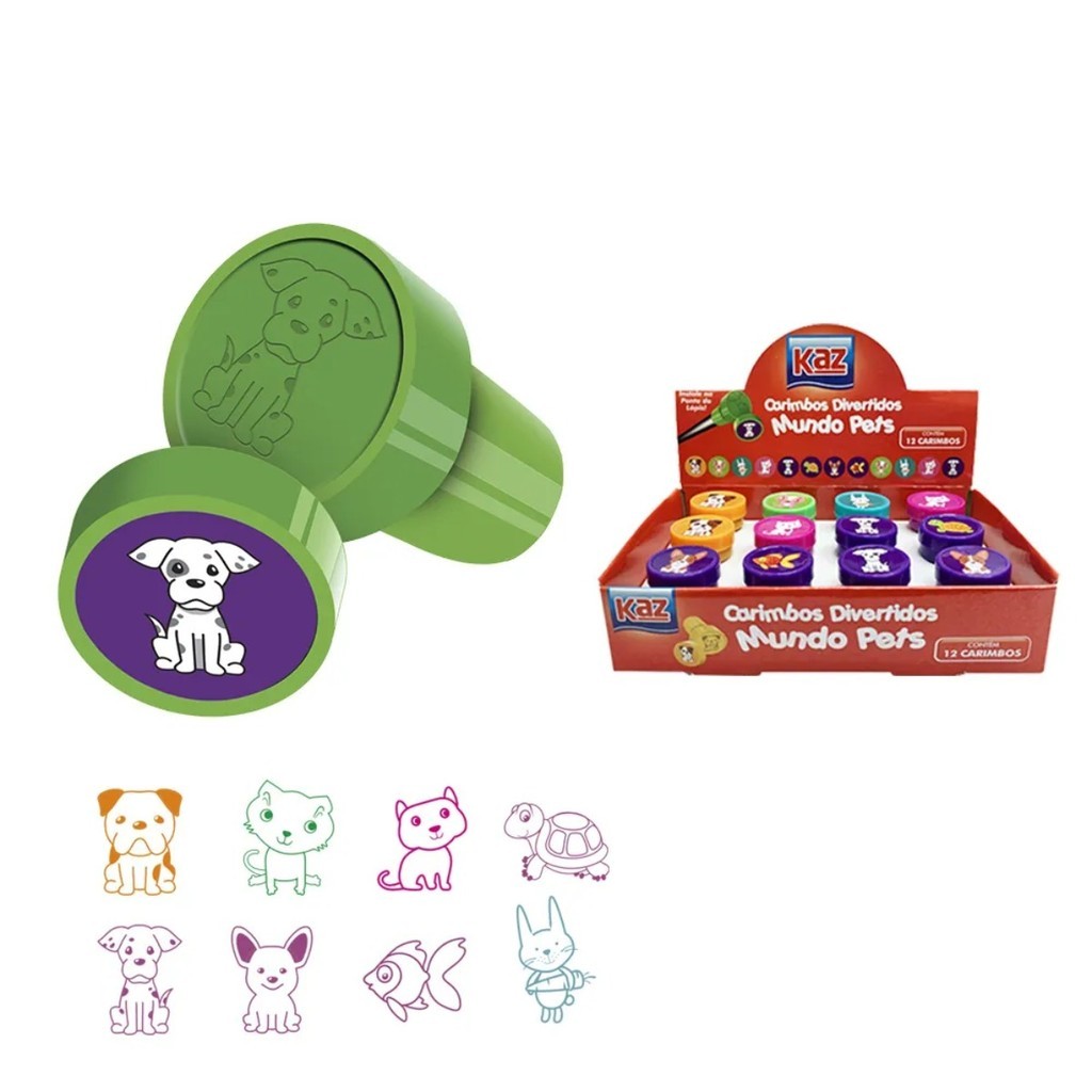 Kit 06 Carimbos Fun Coloridos Divertidos Animais/FRUTINHAS/Princesas em Oferta na Shopee