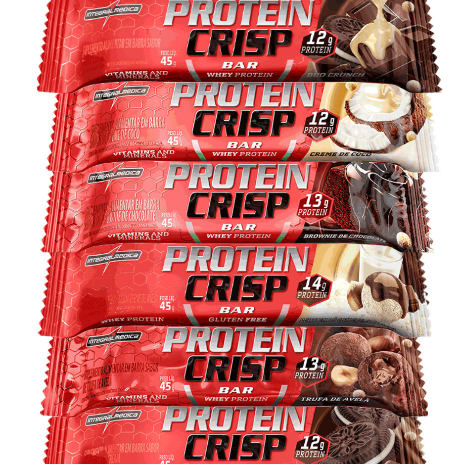 KIT 6 PROTEIN CRISP BAR INTEGRALMEDICA em Oferta na Shopee