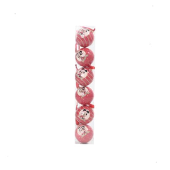 Kit Com 6 bolas de natal mickey e minnie listrada vermelha para arvore 6cm