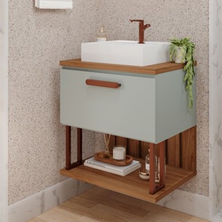 Gabinete Suspenso com Cuba 60cm Mari Espresso Móveis Pistache em Oferta na Shopee