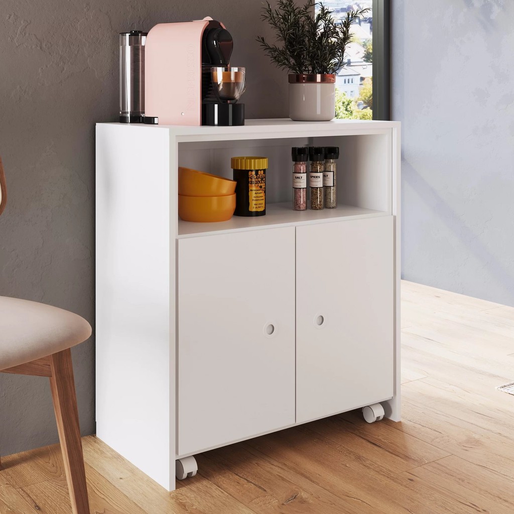 Balcao Organizador Multiuso Com Mesa Removivel E Rodizios Funcionale