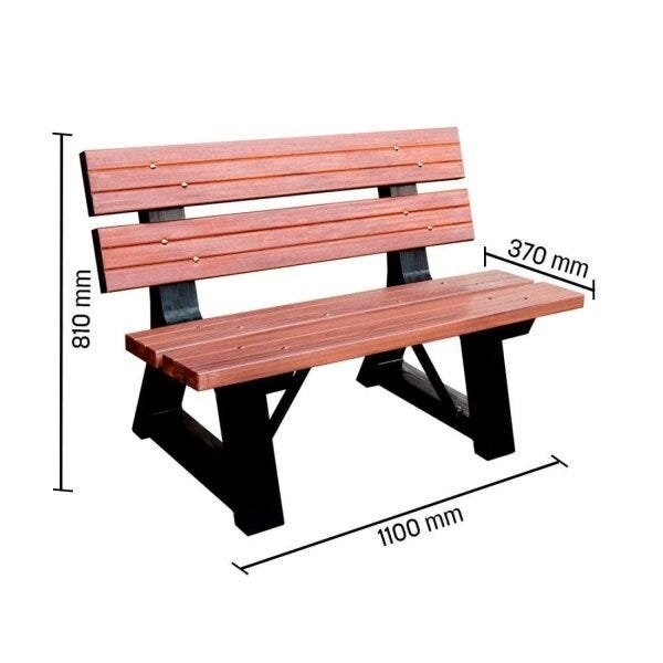 Detalhes do Banco de Jardim Madeira Plástica 110cm 2 Lugares Premium