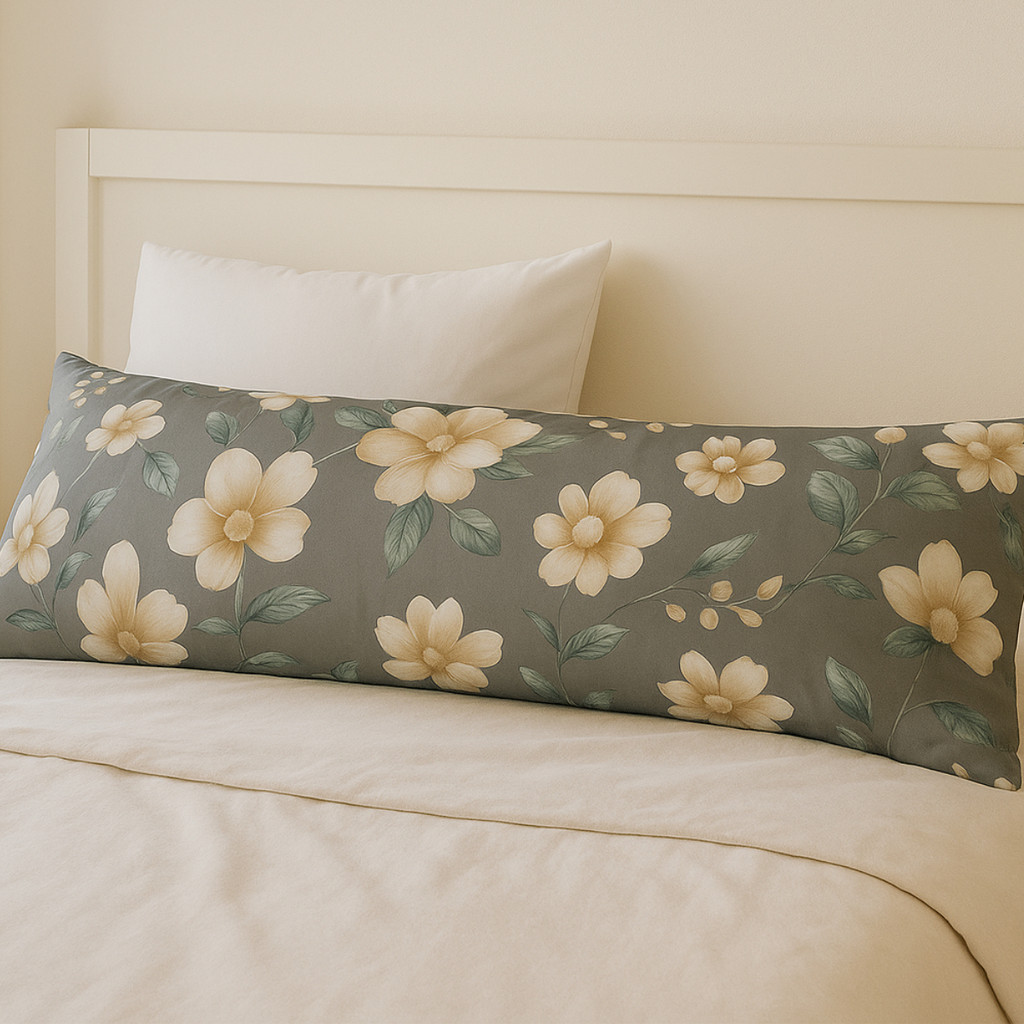 Fronha Xuxão Micro Percal 1,40 X 0,50 Floral Cinza Bege