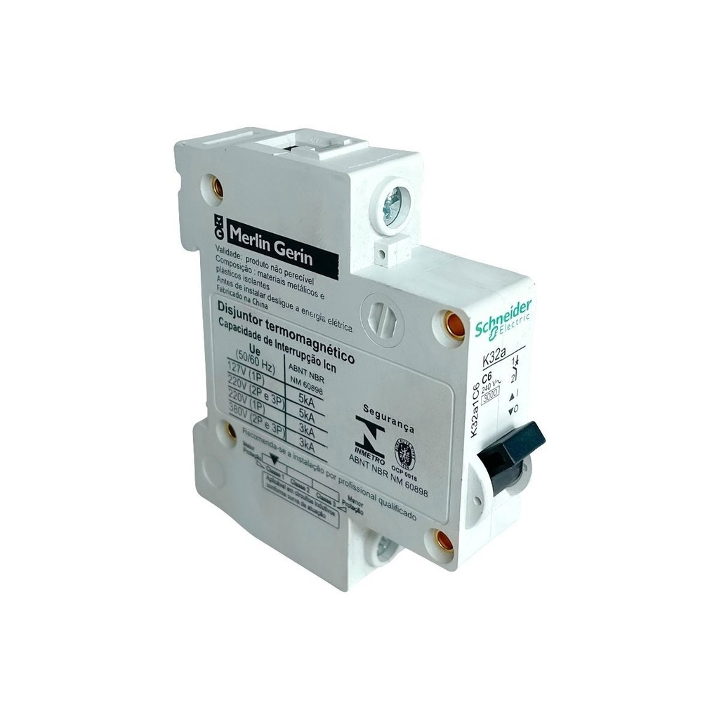 Mini Disjuntor Schneider 6A Curva C 4,5kA 220/380V Unipolar