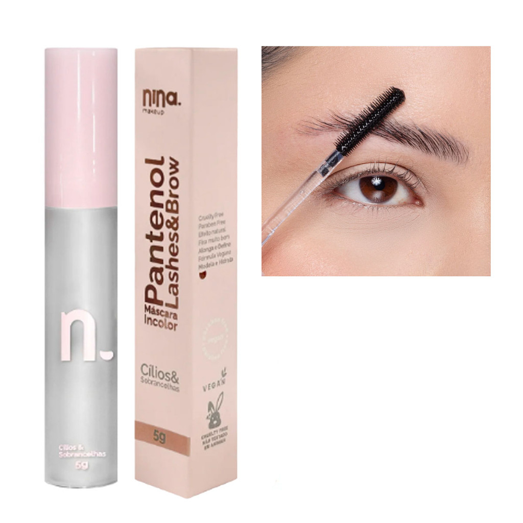 Mascara de Cilios Sobrancelhas Nina Makeup Pantenol Incolor