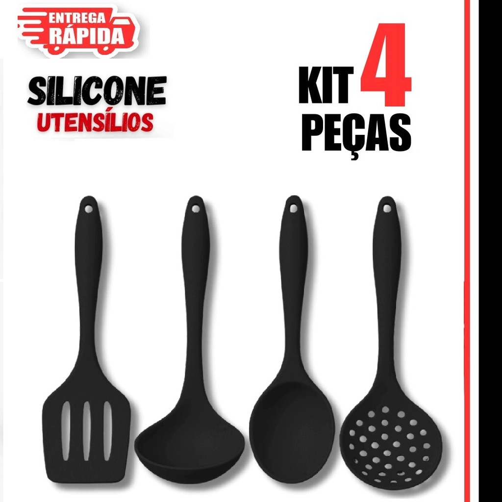 4 Peças de Silicone Concha Multiuso Colher de Arroz Escumadeira Para Fritura Espátula Vazada Premium