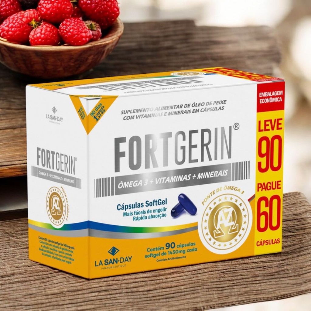 Polivitamínico Fort Gerin com Ômega 3 90 Cápsulas La San Day
