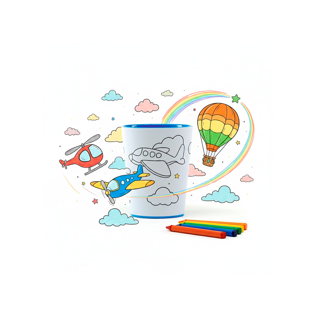 Copo Para Pintar com Giz de Cera - Avião - Tuby