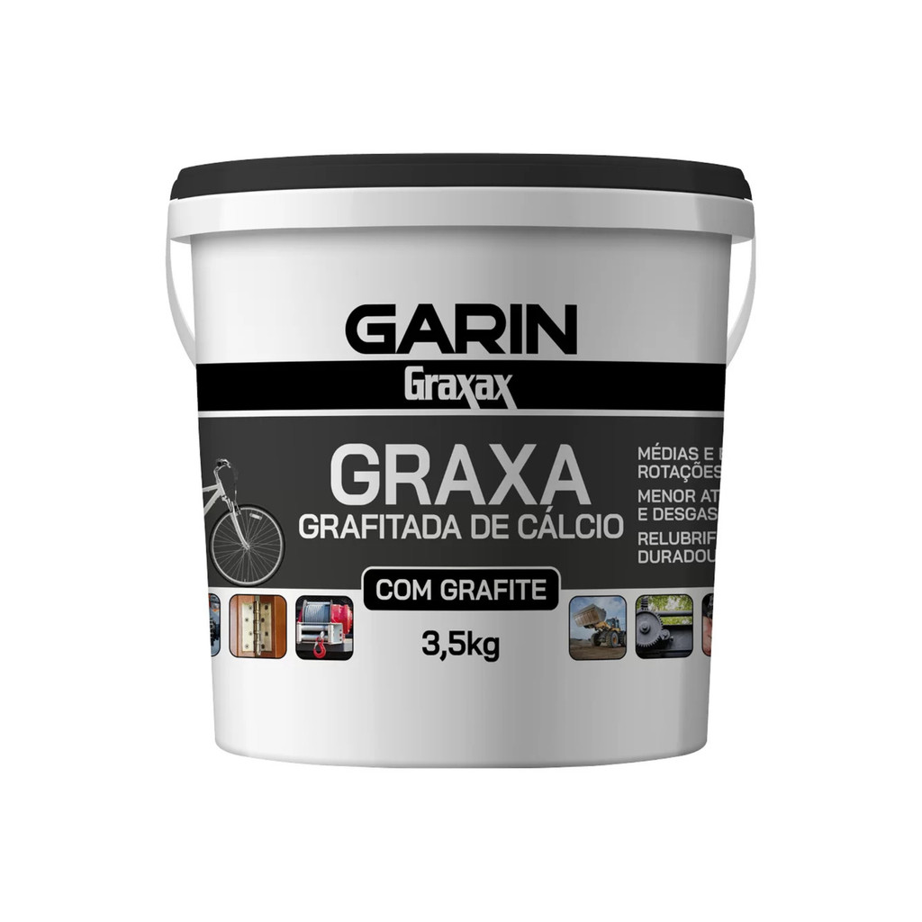 Graxa Grafitada de Cálcio Garin 3,5kg Rolamentos  Engrenagens  Correntes  Dobradiças Mecanica