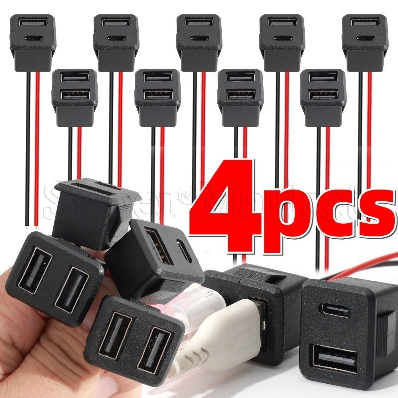 Conector Fêmea Usb Tipo C De 2 Pinos-Base De Camada Dupla-Tomada De Carregamento De Entrada 5V2A-Adaptador De Cabo De Ca