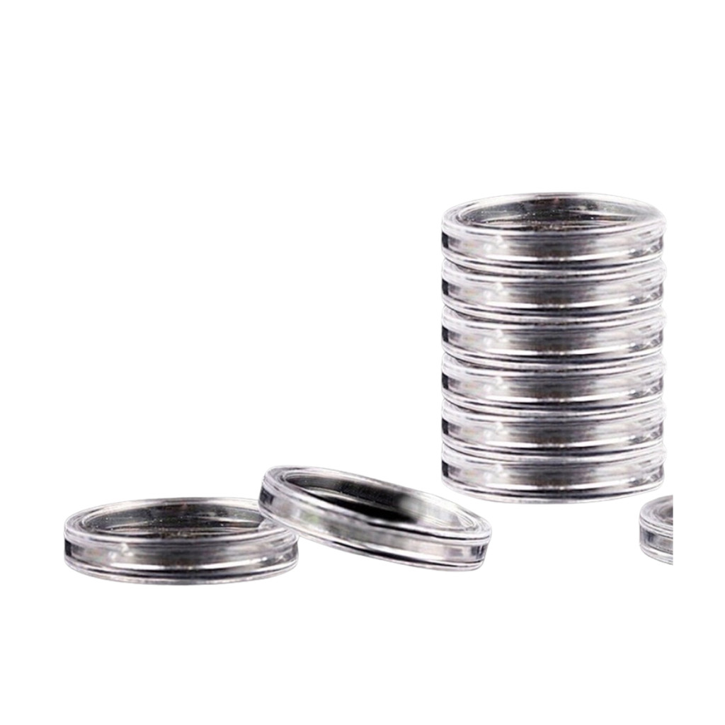 Cápsulas Redondas Transparentes Armazenamento para Moedas