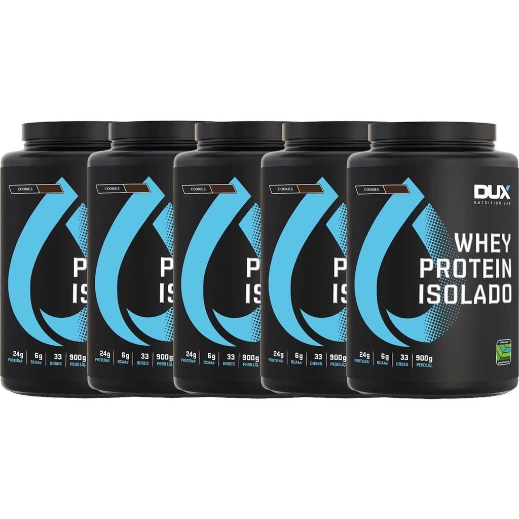 Kit 5X Whey Protein Isolado - 900g Cookies - Dux Nutrition