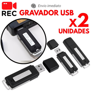 Kit 2 Gravador De Voz Audio Som Escuta Pendrive 8gb USB Grava até 15hrs Caneta Disco Digital Player em Oferta na Shopee