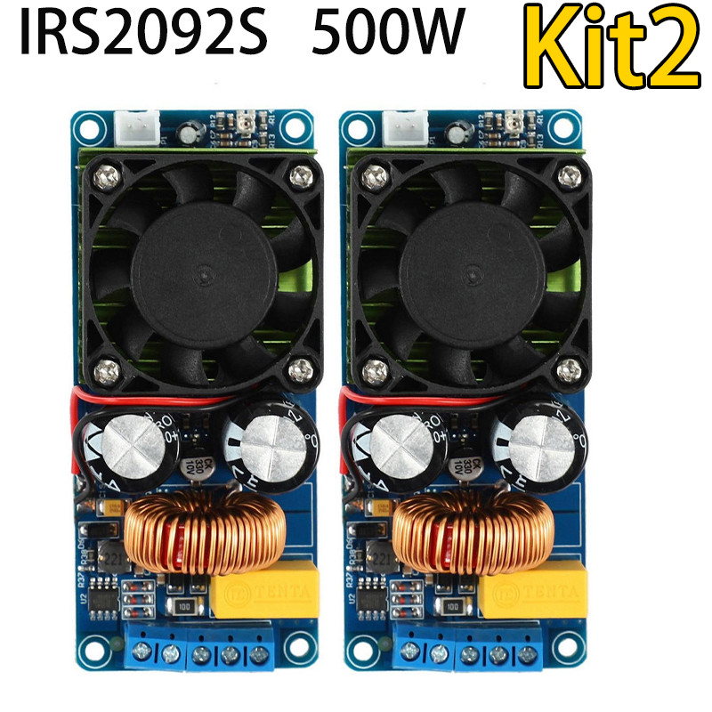 Kit 2 500W RMS Mono Amplificador Classe D Digital Monocanal Irs2092S Classe Dh Para Projetos Audio e Subwoofer