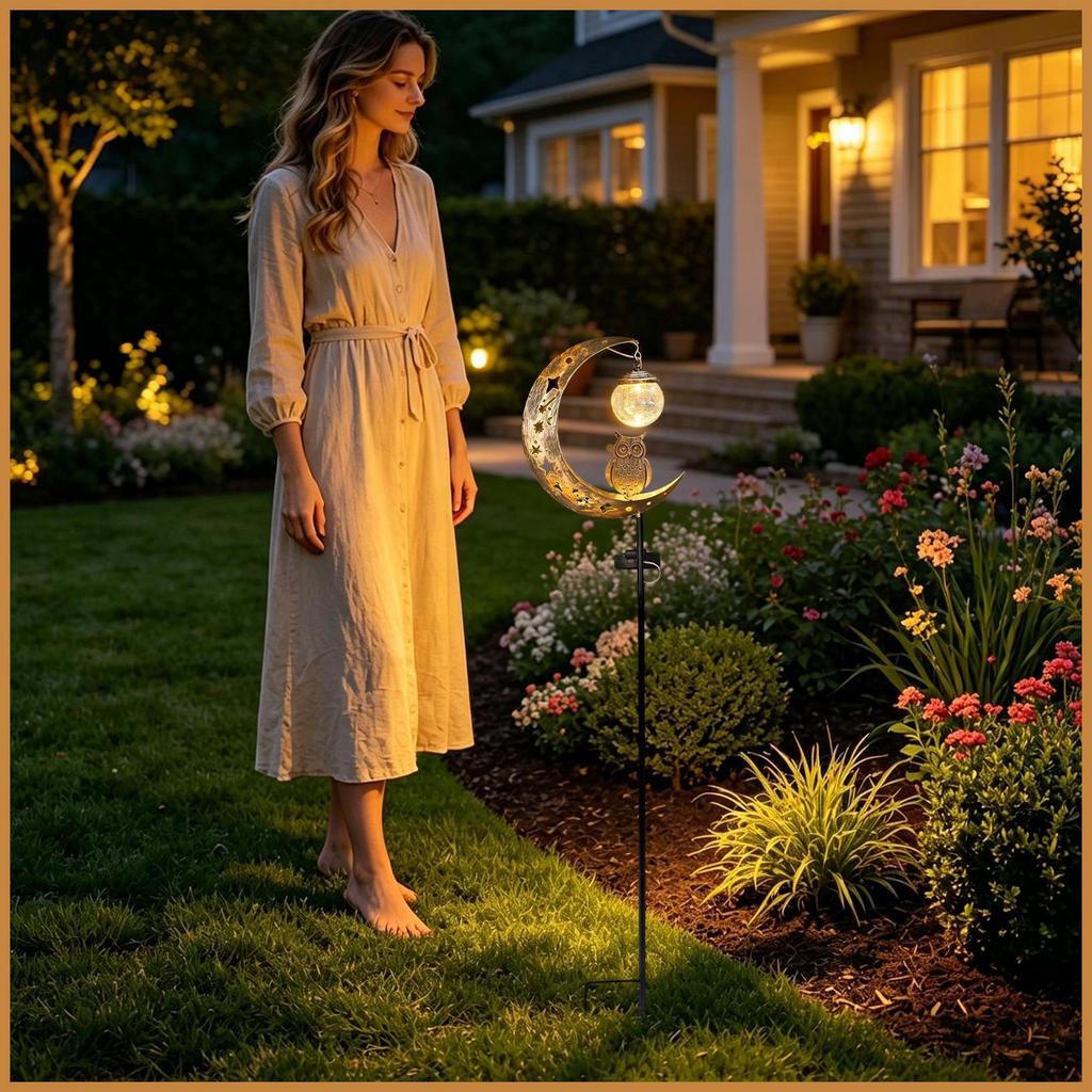 Luzes De Estaca Solares Ao Ar Livre Meia Lua Iluminação Com Bola Globo De Vidro Para Jardim cstui3br
