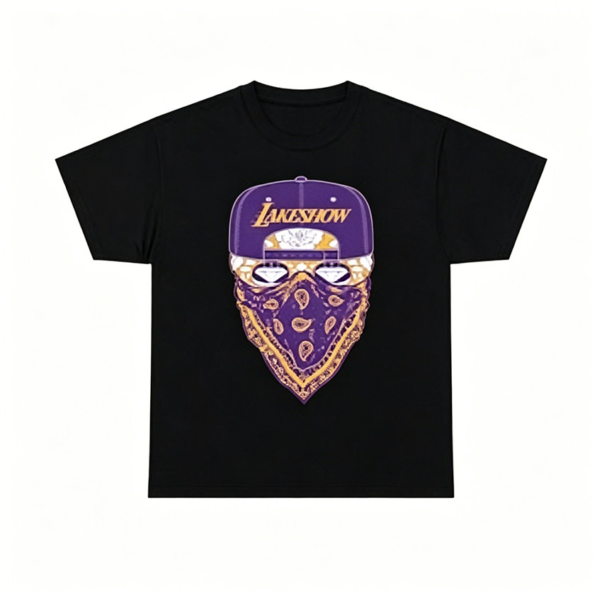 Camiseta Masculina Feminina Oversized Estampa Lakeshow Boné Bandana Lakers Roxo Amarelo T-shirt Streetwear Casual