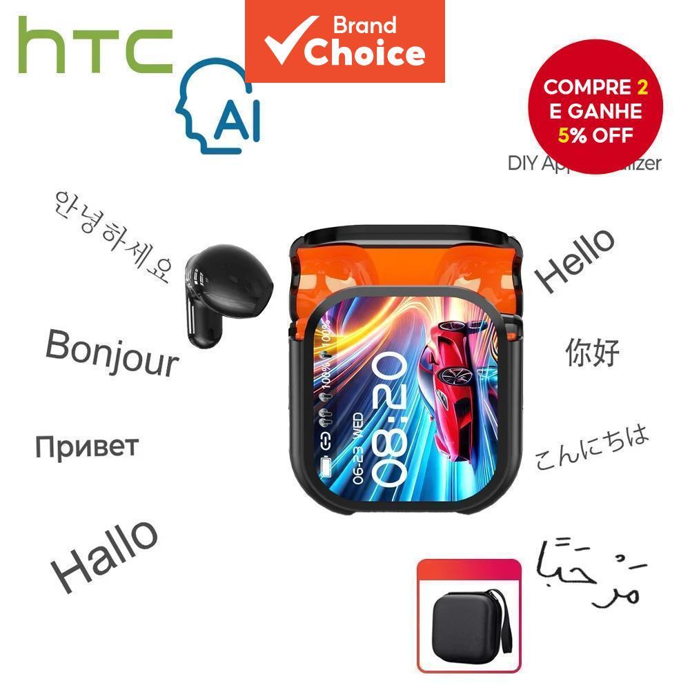 HTC NE20 Fones De Ouvido Bluetooth 6.0 AI Tradução Ao Vivo Tela LED Inteligente HiFi Qualidade De Som Tecnologia De Canc