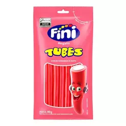 Bala Fini Regaliz Tubes Morango 80g Embalagem com 12 Unidades