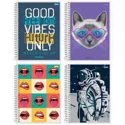 Caderno Jandaia Espiral Universitário - Capa Flexível 01 Matéria On Fleek 96 Folhas - Embalagem com 10 Unidades