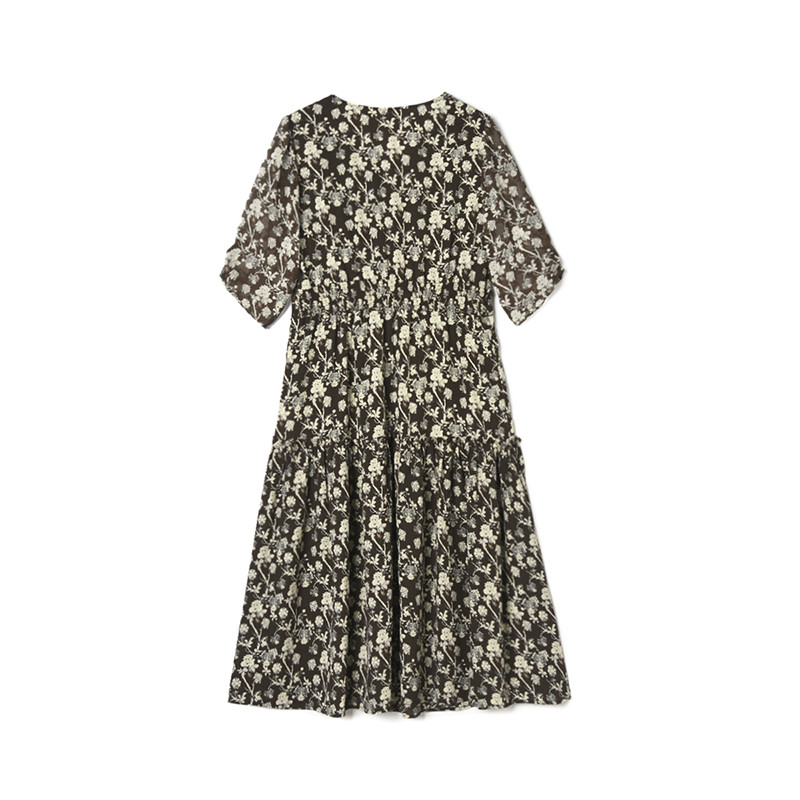 [Preço especial] HH0A0038 Vestido Floral fino Jacaranda de comprimento médio com desconto no verão feminino