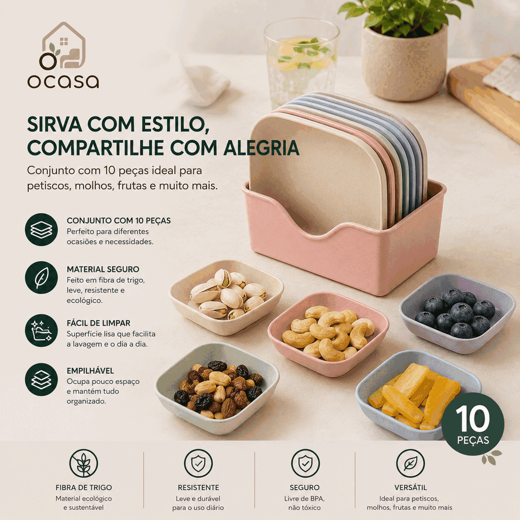 Kit Conjunto 10/20/30 Pratos Com Base Plásticos Duros Reutilizaveis