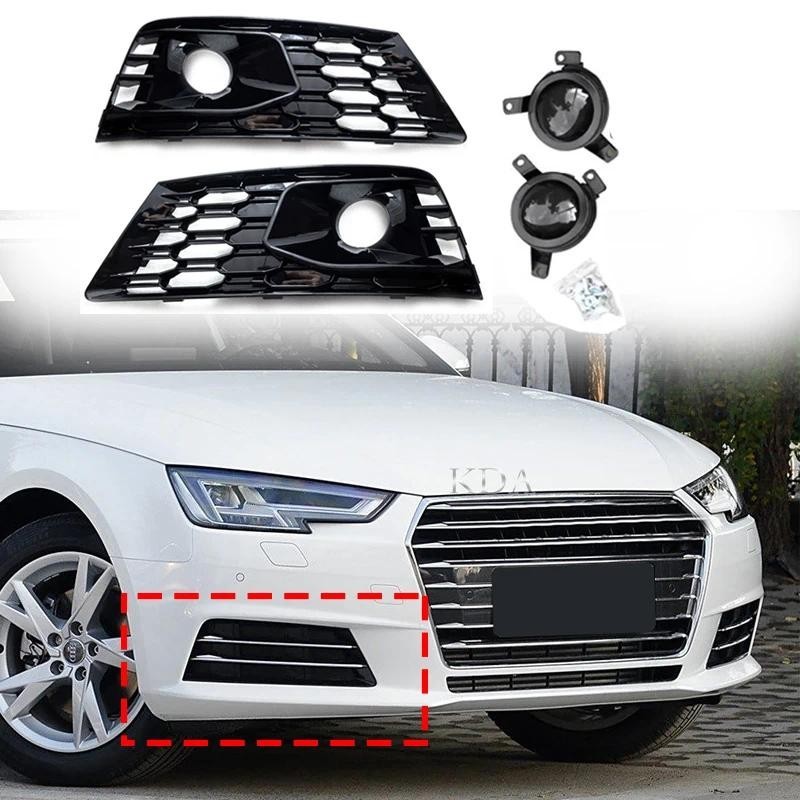 Auto Esquerda Direita Amortecedor Dianteiro Favo De Mel Malha Luz De Nevoeiro Grade Grill Com ACC Conjunto Para Audi A4