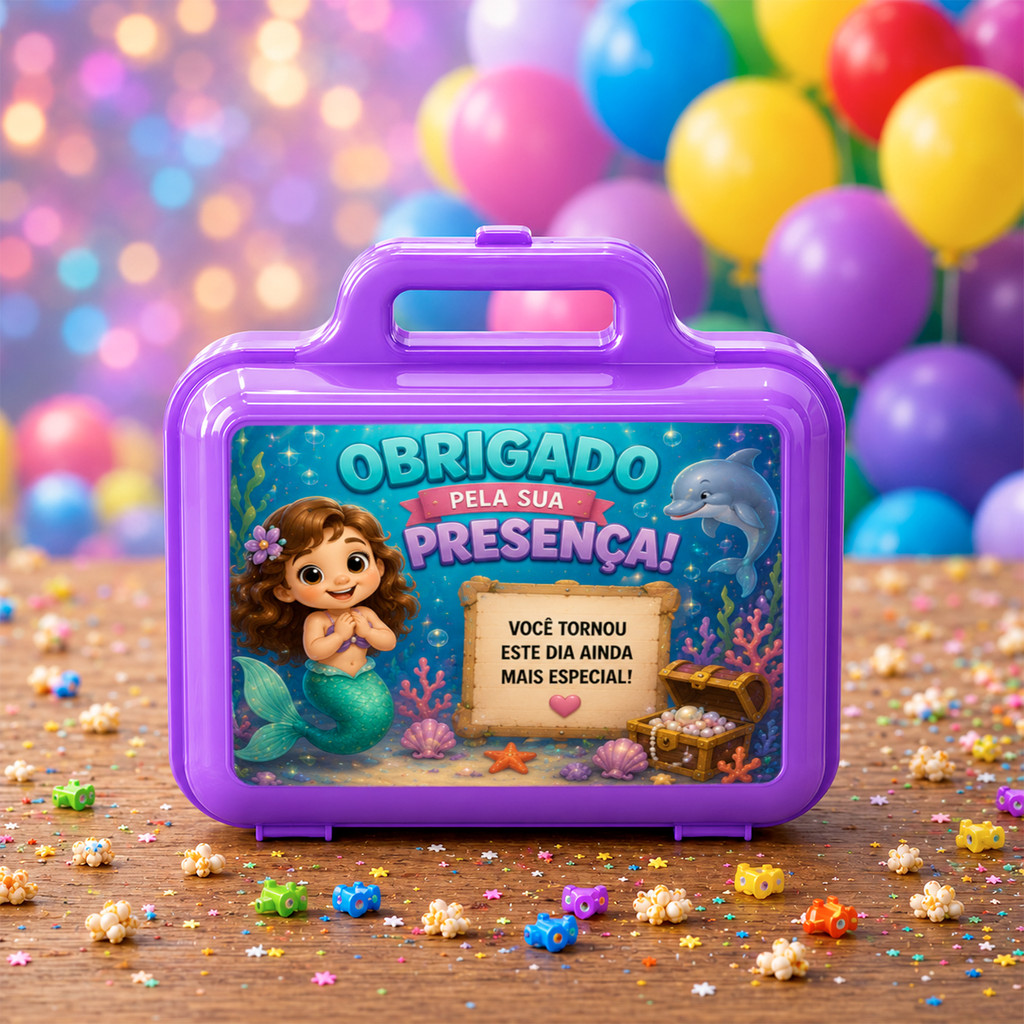Kit Festa Sereia 5 Maletinhas Personalizadas Menina