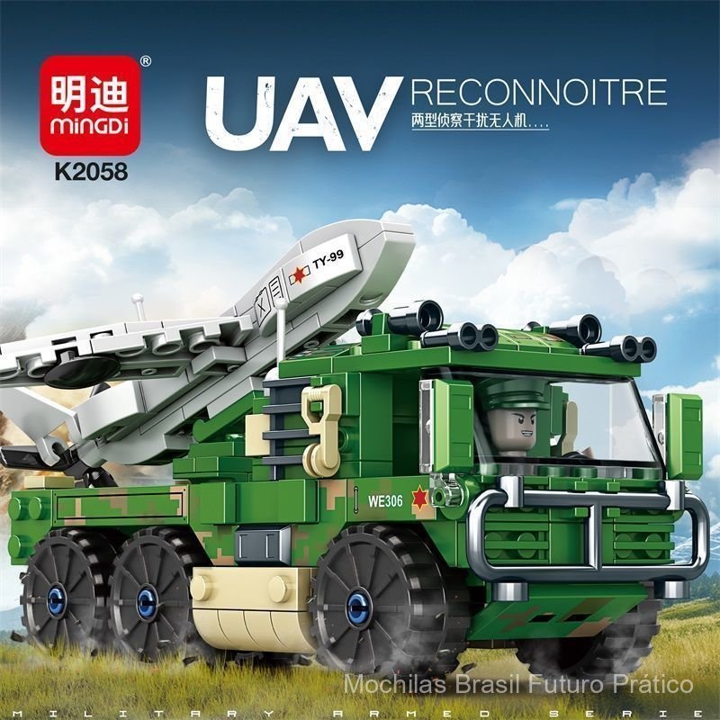 Tanque e helicóptero militar de Mindy para mar, terra e ar, compatível com peças Lego, navio militar, presente educativo