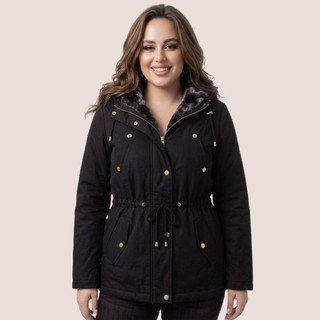Parka Feminina Premium Pluz Size Com Forro Interno Quentinho e Modelagem Moderna