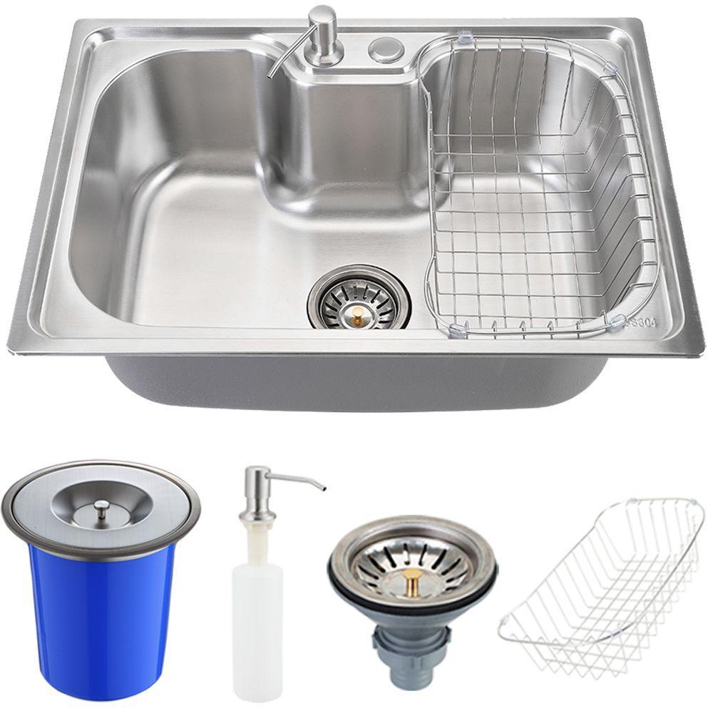 Kit Cuba Gourmet para Cozinha com Acessórios e Lixeira Aço Inox 201 60x42cm Carajás Pingoo - Prata