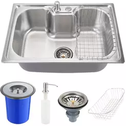 Kit Cuba Gourmet para Cozinha com Acessórios e Lixeira Aço Inox 201 60x42cm Carajás Pingoo - Prata