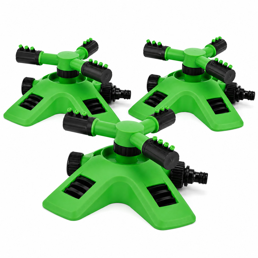 Kit 3 Aspersor de Irrigação Jardim horta Gramado 360° 3Bicos Giratorio Rotativo Irrigador Automático