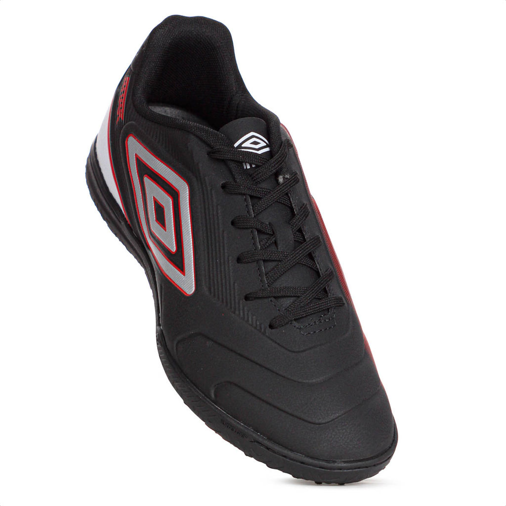 Chuteira Umbro Society Attak III Preto Branco e Vermelho