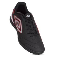 Chuteira Umbro Society Attak III Preto Branco e Vermelho