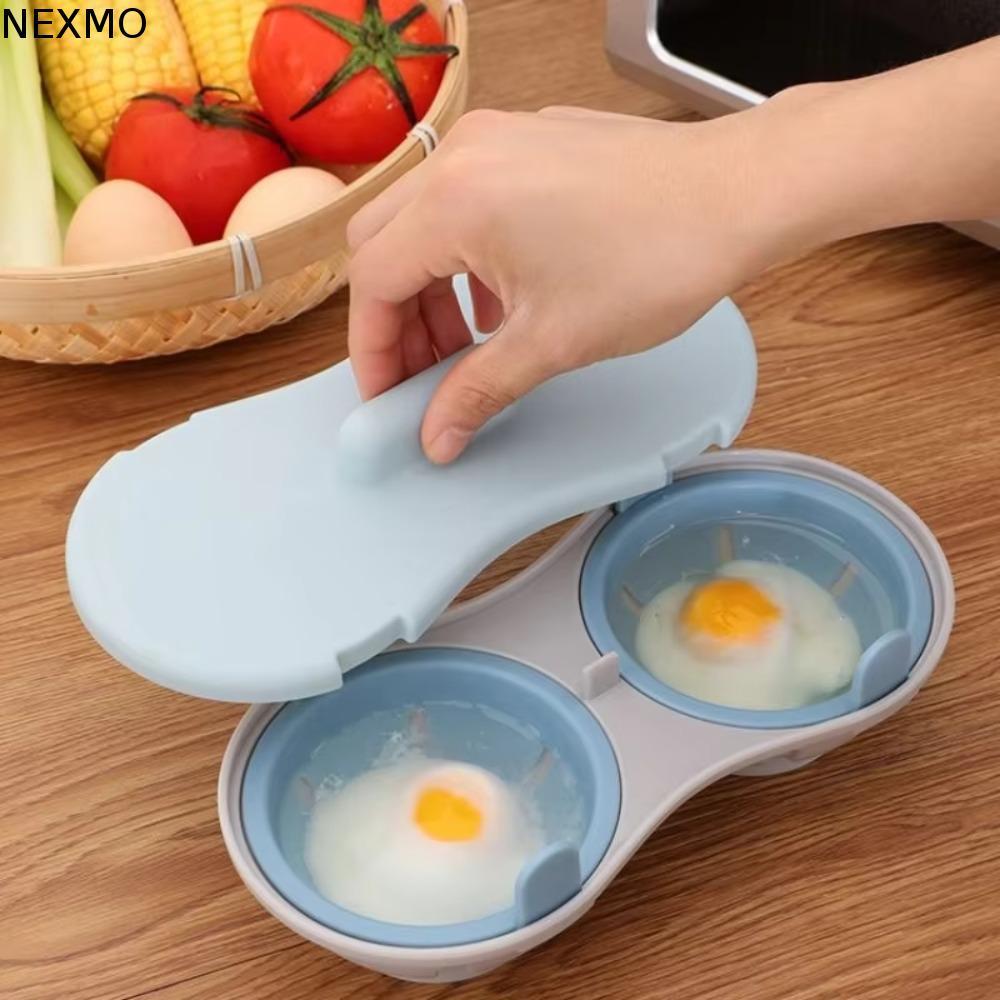NEXMO Fogão De Ovos De Micro-Ondas De Cozinha De 2 Peças , Com Cesta De Filtro , Caçador 1/2 Cavidade , Vaporizador Plás